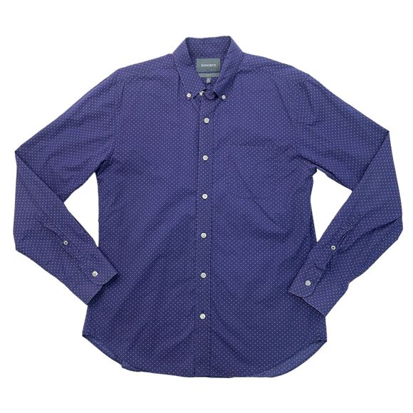 Bonobos Dress Shirt Mens M Medium SLIM Blue Salmon Spotted Cotton Button Down - Picture 1 of 10